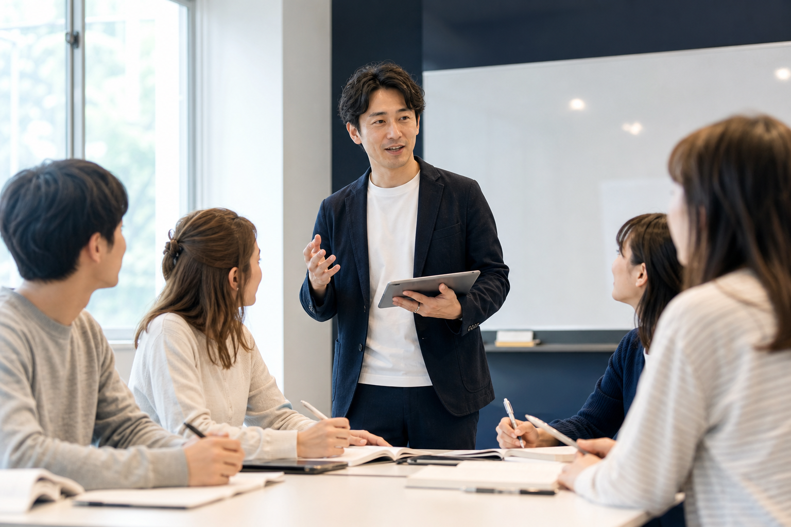 日本語の授業を行う講師のイメージ